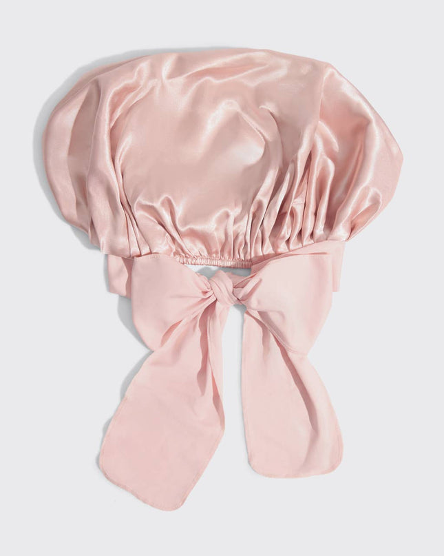 Adjustable Oversized Satin Bonnet- Blush