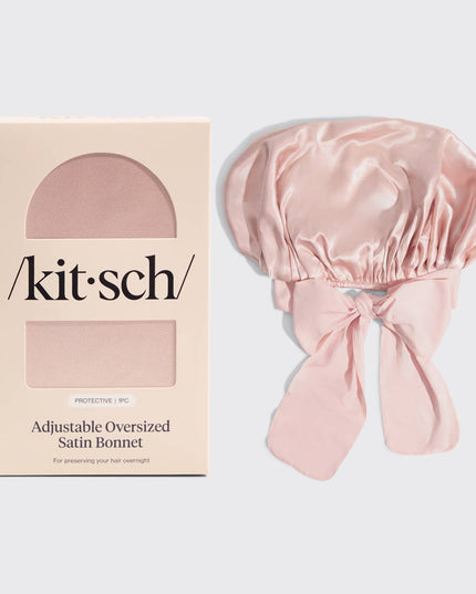 Adjustable Oversized Satin Bonnet- Blush