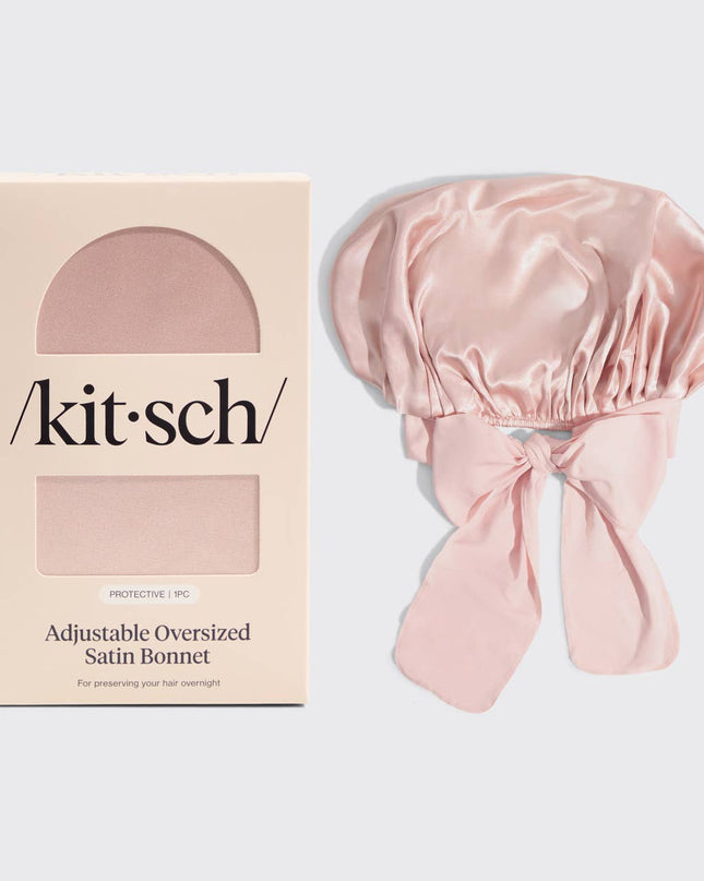 Adjustable Oversized Satin Bonnet- Blush