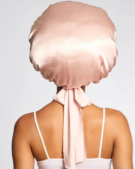 Adjustable Oversized Satin Bonnet- Blush